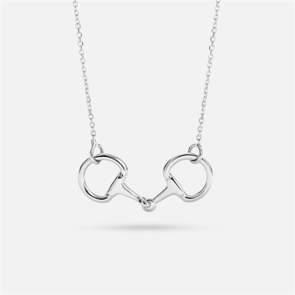 Goldstore-Snaffle Bit Necklace 14k 18k Solid Gold, Dainty Stirrup Necklace, Horse Lovers Equestrian Necklace, Elegant Horsebit Necklace, Gift For Her