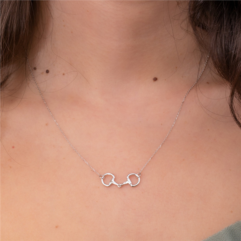 Goldstore-Snaffle Bit Necklace 14k 18k Solid Gold, Dainty Stirrup Necklace, Horse Lovers Equestrian Necklace, Elegant Horsebit Necklace, Gift For Her