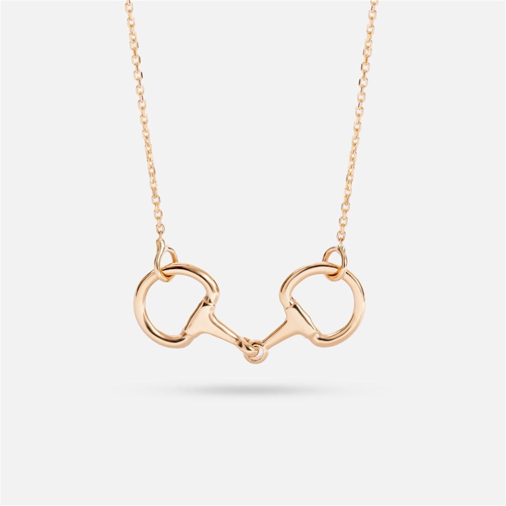 Goldstore-Snaffle Bit Necklace 14k 18k Solid Gold, Dainty Stirrup Necklace, Horse Lovers Equestrian Necklace, Elegant Horsebit Necklace, Gift For Her