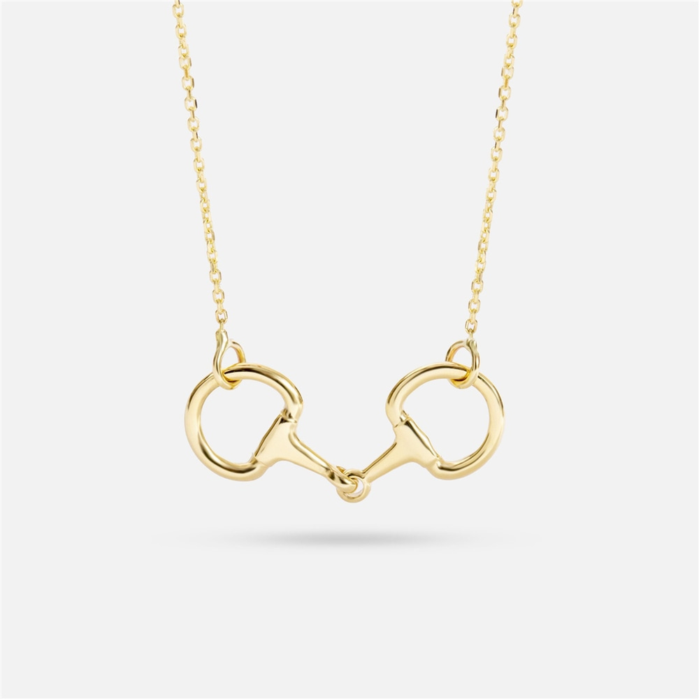 Goldstore-Snaffle Bit Necklace 14k 18k Solid Gold, Dainty Stirrup Necklace, Horse Lovers Equestrian Necklace, Elegant Horsebit Necklace, Gift For Her