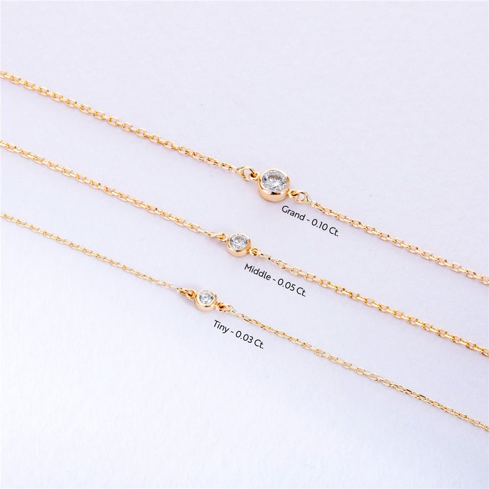 Goldstore-Solo or Choir Diamond Solitary Bracelet - Dainty 14K Solid Gold Diamond Bracelet for Every Day