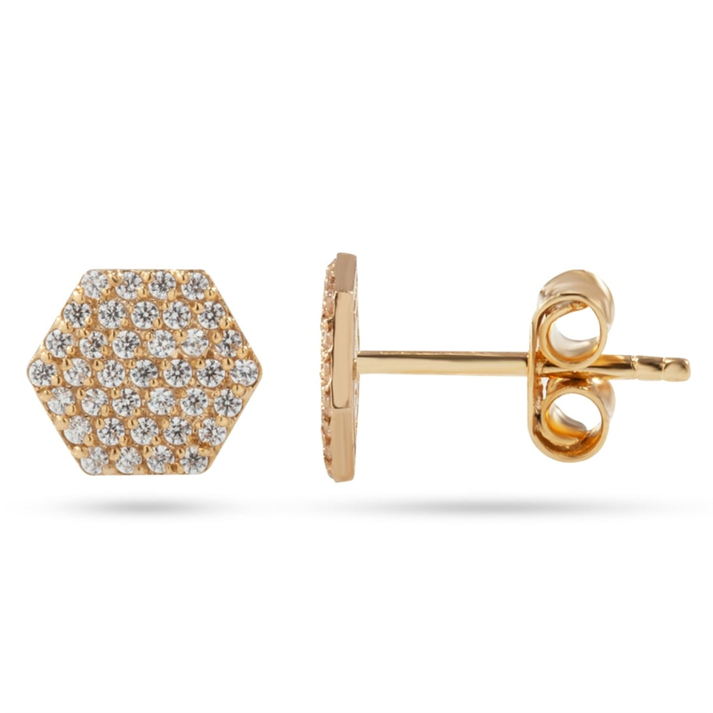 Goldstore-Taşlı Altıgen Küpe