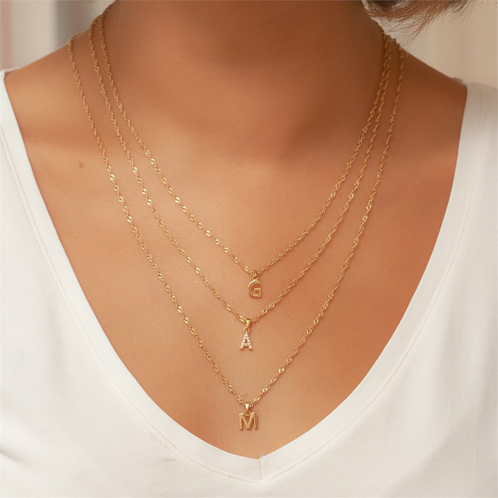 Goldstore-Taşlı Harf Kolye