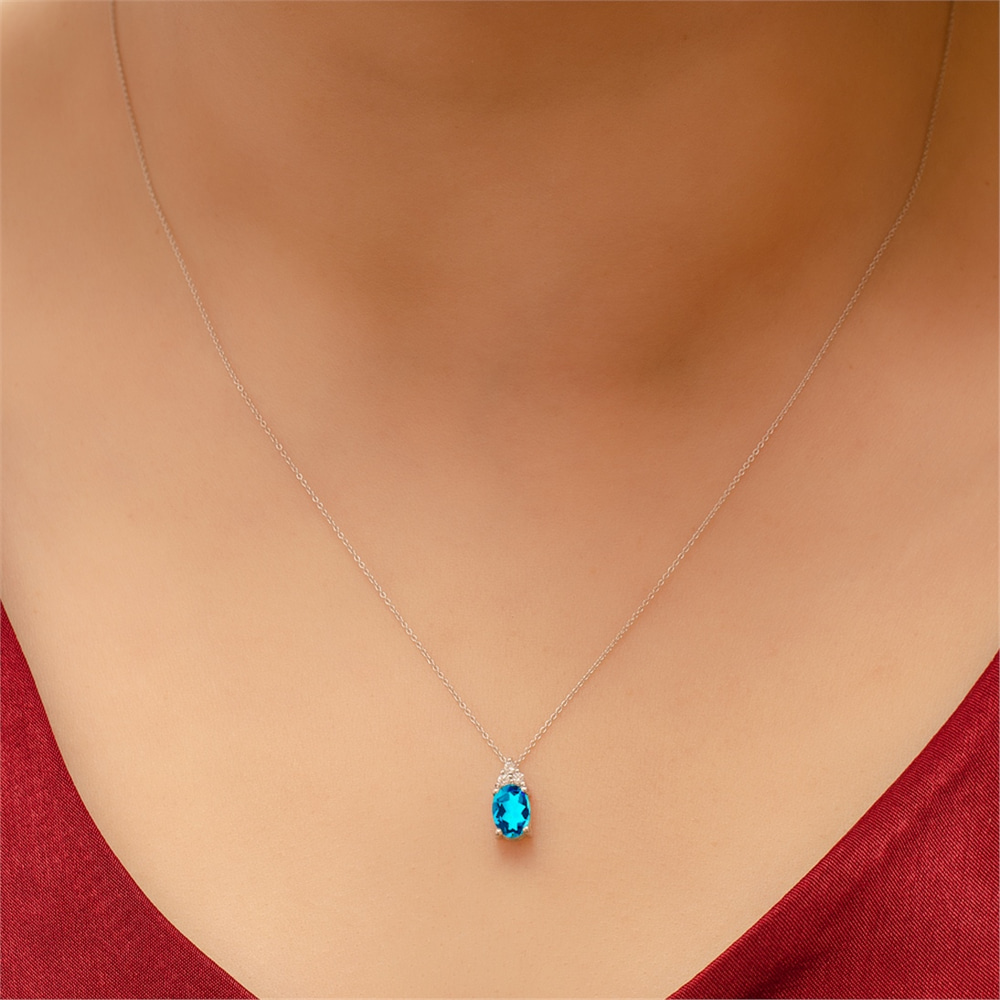 Goldstore-Topaz Taşlı 0.06 ct. Pırlanta Kolye