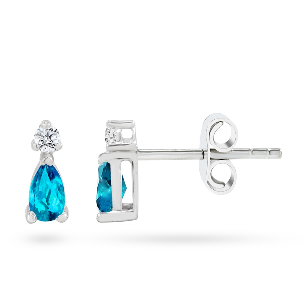 Goldstore-Topaz Taşlı 0.08 ct. Pırlanta Küpe