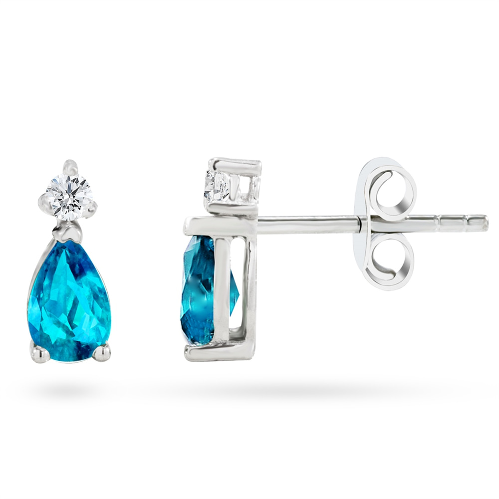Goldstore-Topaz Taşlı 0.1 ct. Pırlanta Küpe