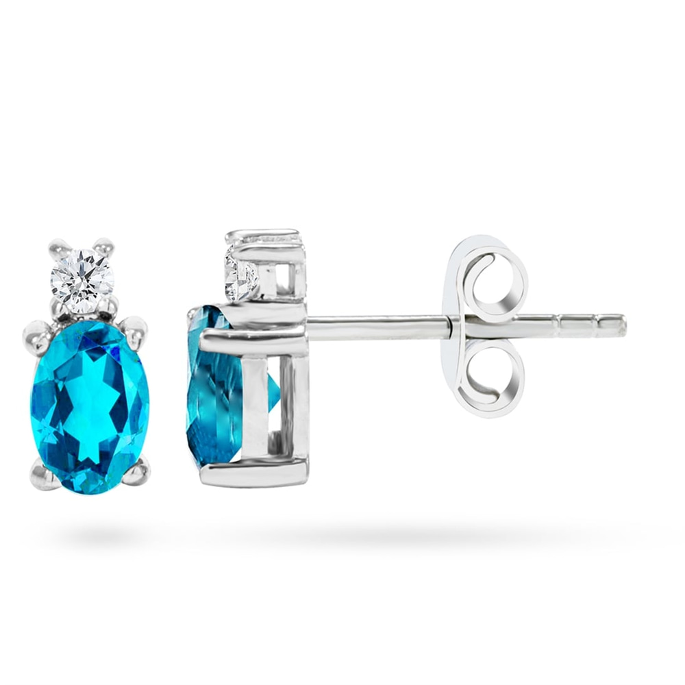 Goldstore-Topaz Taşlı 0.1 ct. Pırlanta Küpe