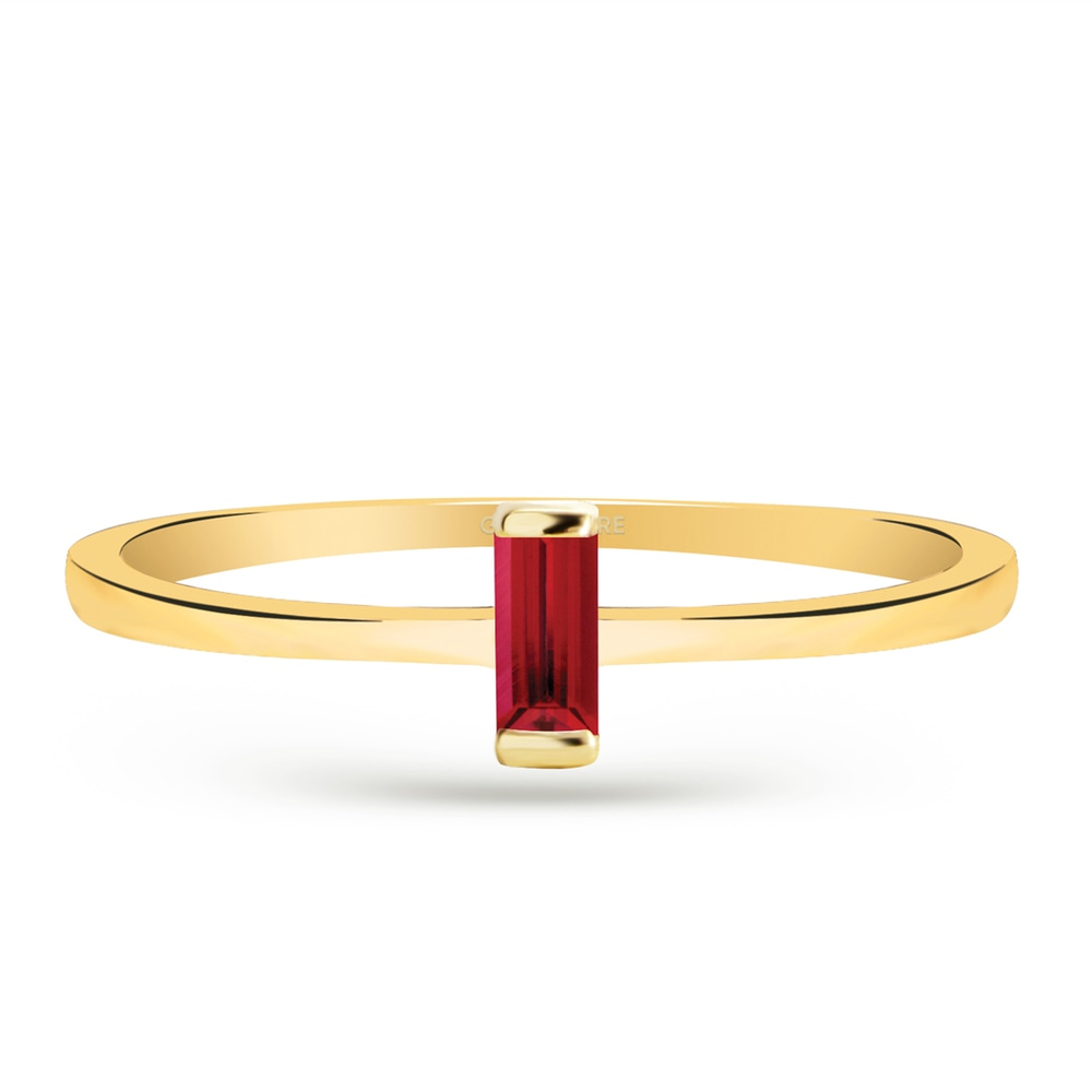 Goldstore-Turuncu Safir Dikey Baget Yüzük 