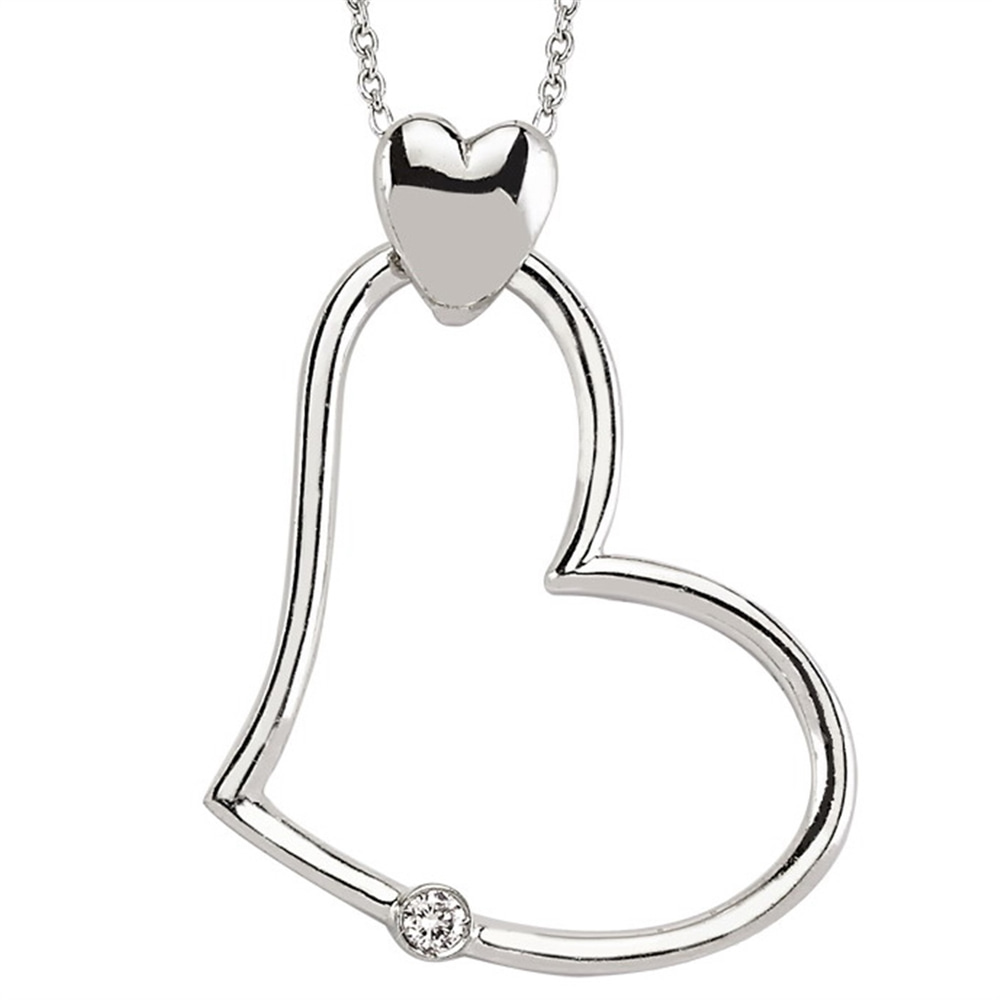 Goldstore-URL 0.03 ct. Pırlanta Kalp Kolye