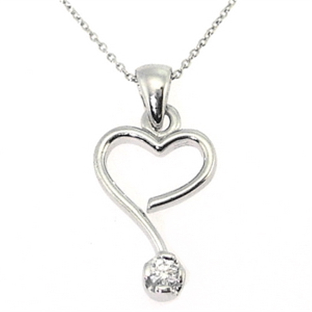 Goldstore-URL 0.04 ct. Pırlanta Kalp Kolye