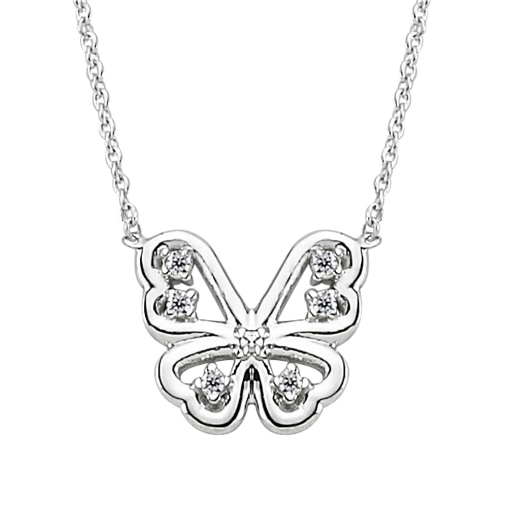 Goldstore-URL 0.04 ct. Pırlanta Kelebek Fantezi Kolye