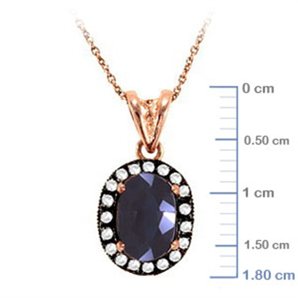 Goldstore-URL 0.07 ct. Pırlanta Safir Anturaj Kolye