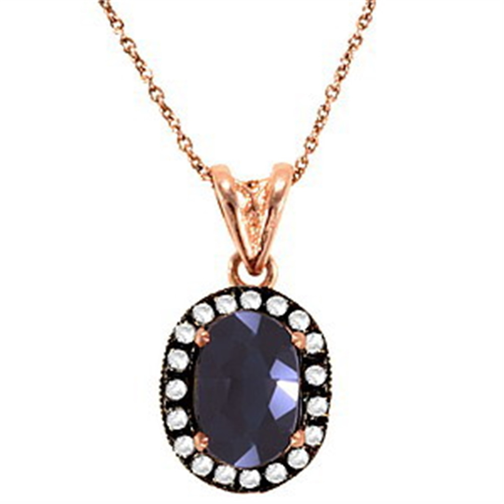Goldstore-URL 0.07 ct. Pırlanta Safir Anturaj Kolye