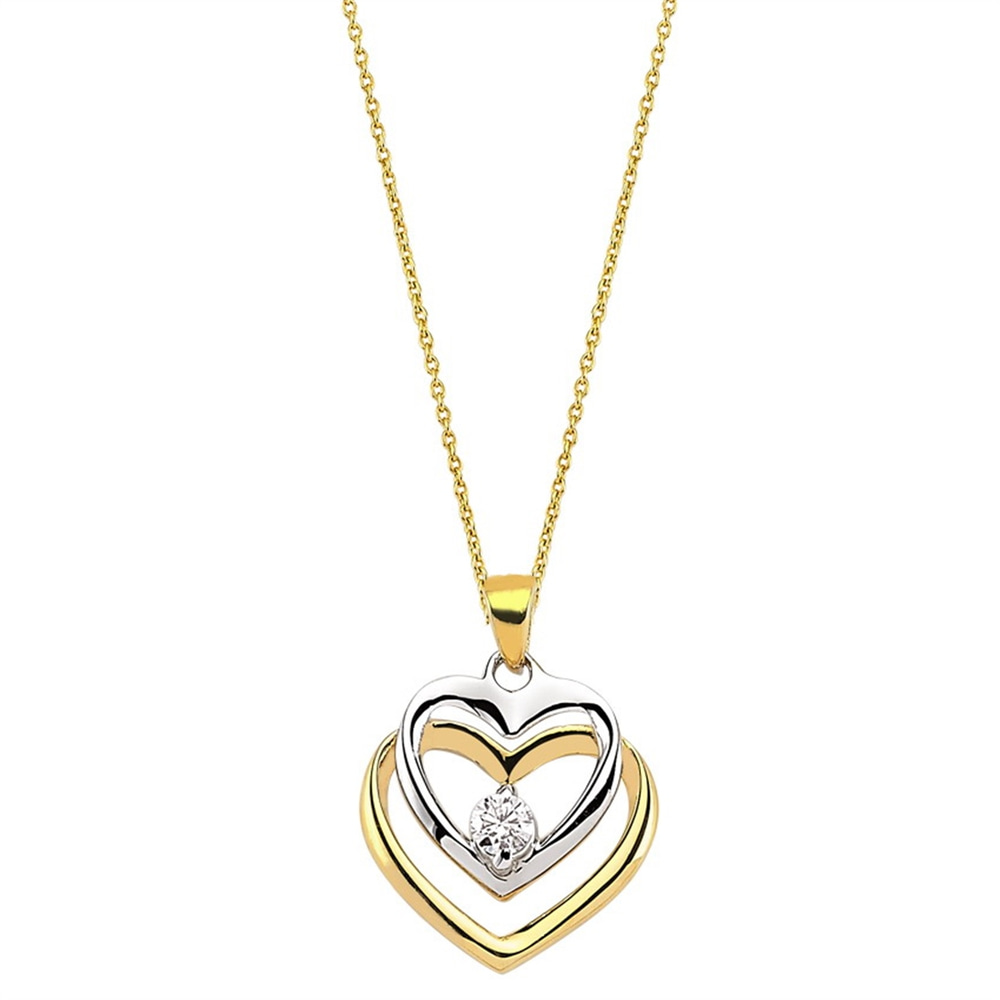 Goldstore-URL 0.09 ct. Pırlanta Kalp Kolye