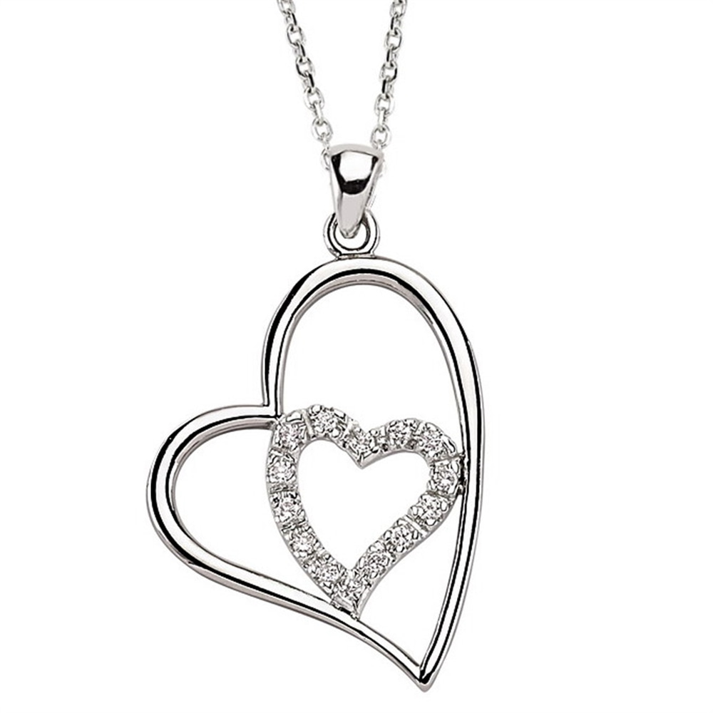 Goldstore-URL 0.11 ct. Pırlanta Kalp Kolye