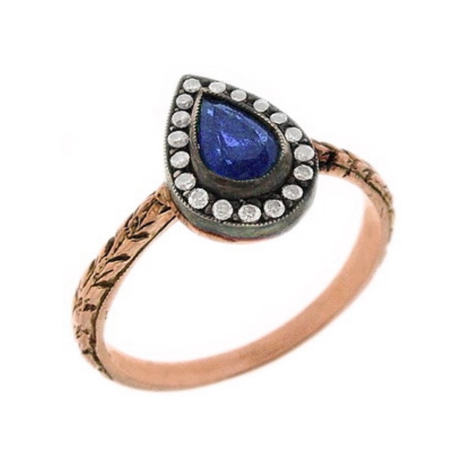 Goldstore-URL 0.11 ct. Pırlanta Safir Fantezi Yüzük