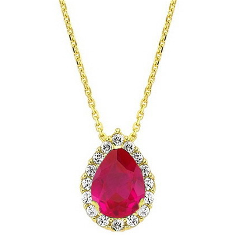 Goldstore-URL 0.11 ct. Pırlanta Yakut Anturaj Kolye