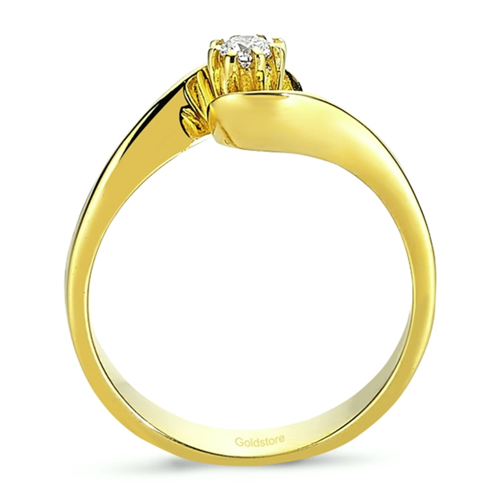 Goldstore-URL 0.12 ct. Pırlanta S Kollu Tektaş Yüzük