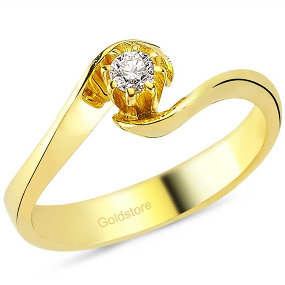 Goldstore-URL 0.12 ct. Pırlanta S Kollu Tektaş Yüzük