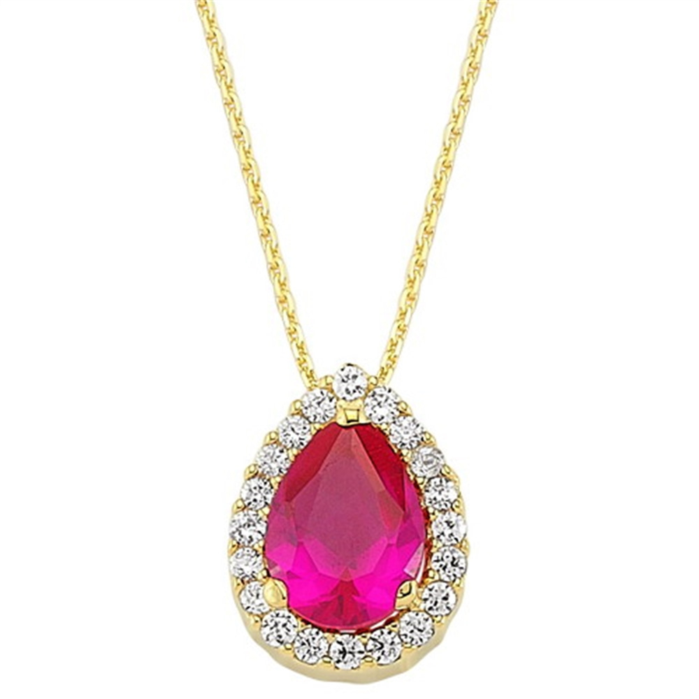 Goldstore-URL 0.14 ct. Pırlanta Yakut Anturaj Kolye