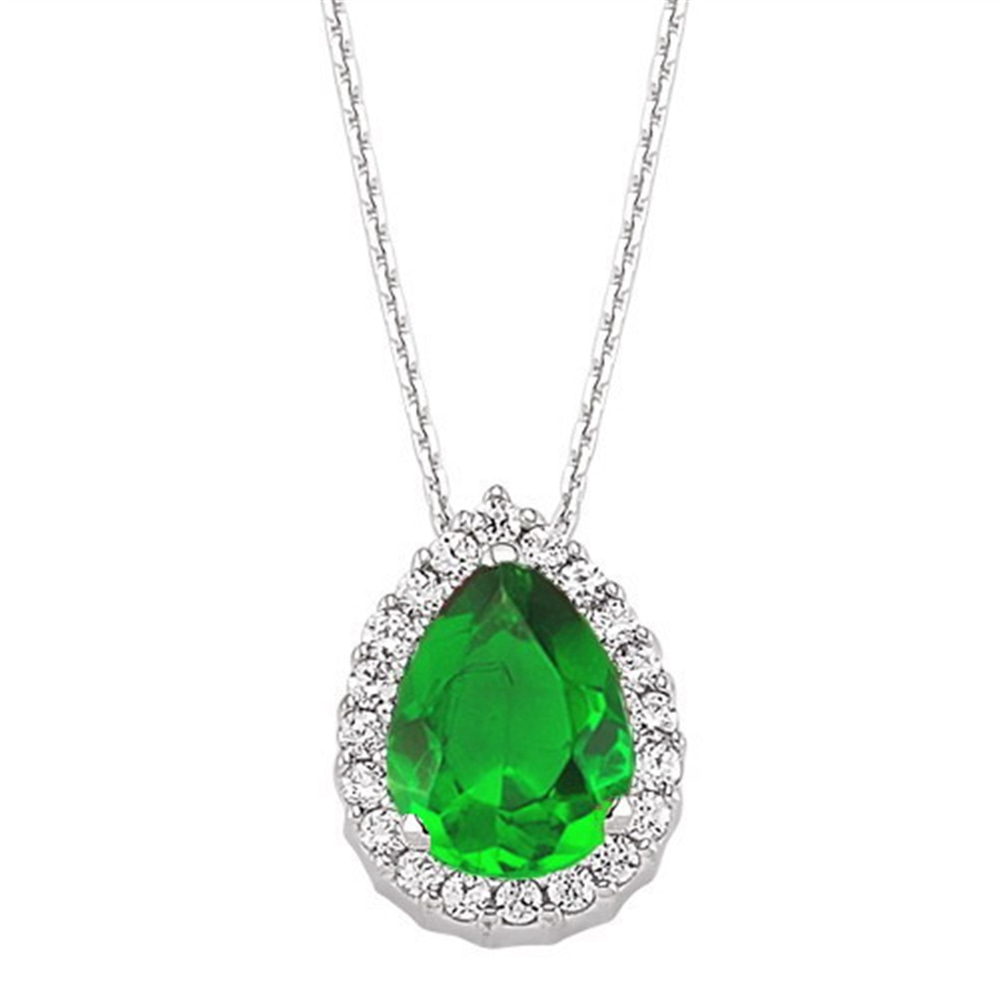 Goldstore-URL 0.14 ct. Pırlanta Zümrüt Anturaj Kolye