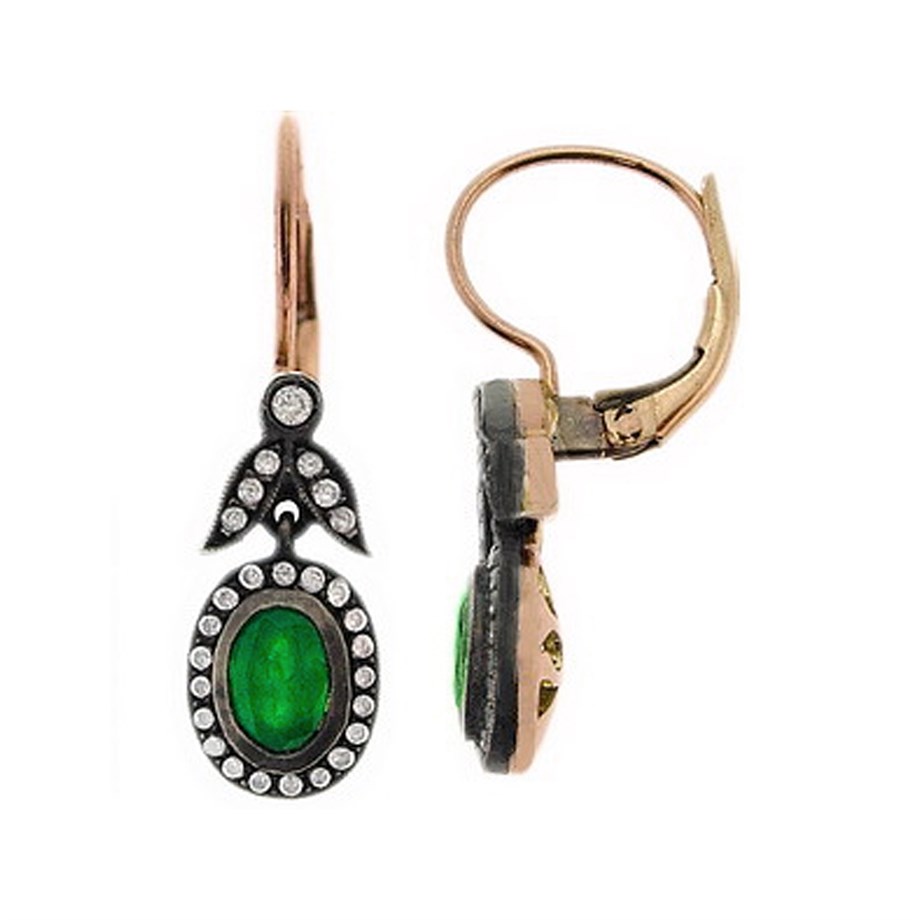 Goldstore-URL 0.27 ct. Pırlanta Zümrüt Küpe