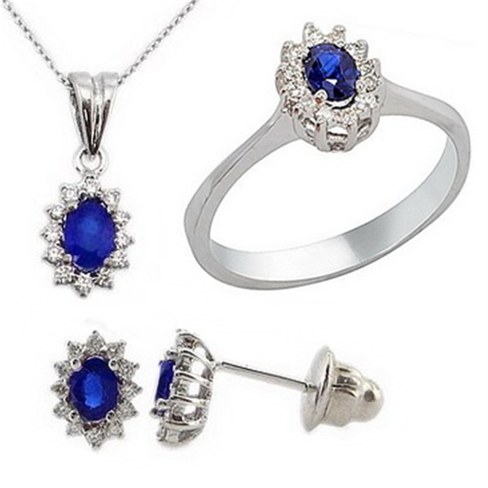 Goldstore-URL 0.28 ct. Pırlanta Safir Anturaj Set