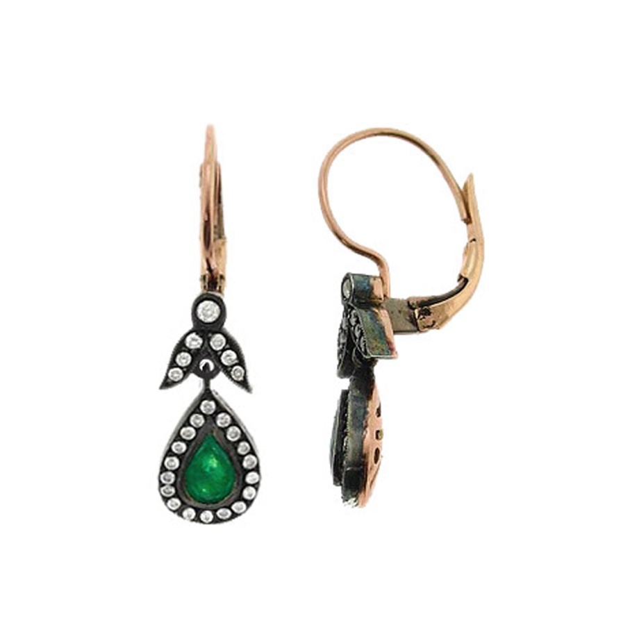 Goldstore-URL 0.3 ct. Pırlanta Zümrüt Küpe