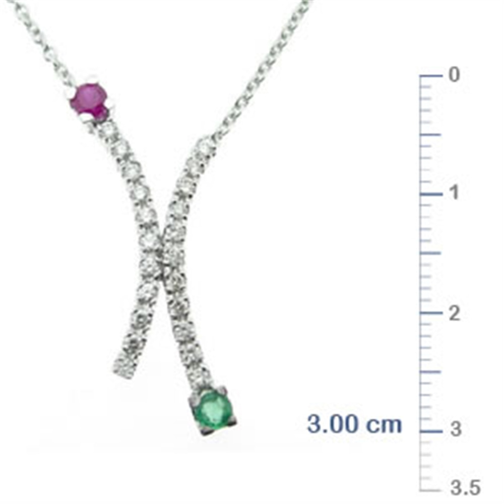 Goldstore-URL 0.3 ct. Pırlanta Zümrüt Yakut Fantezi Kolye