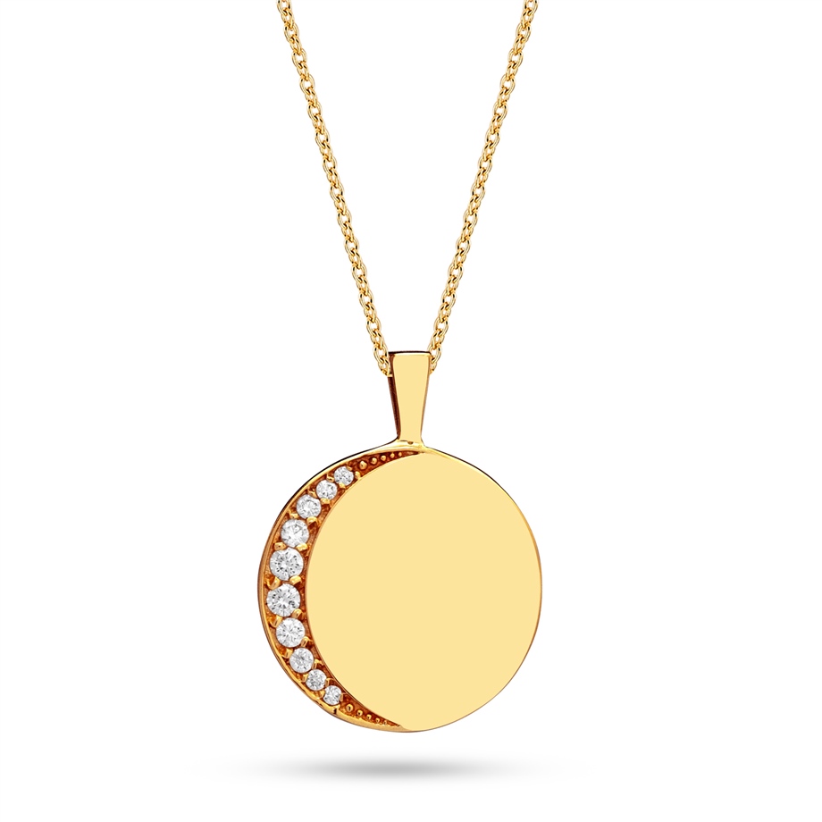 Goldstore-URL Zirkon Ay, Ayyıldız, Madalyon Harf Kolye