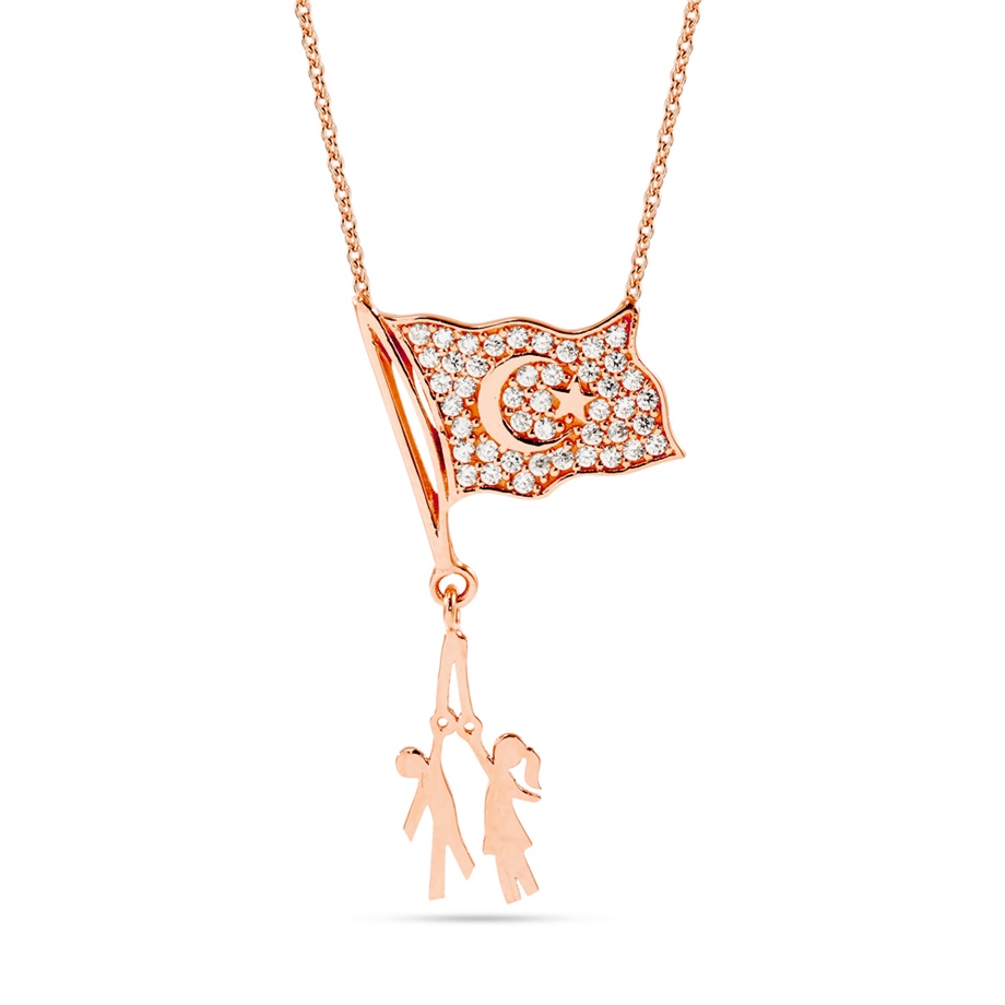 Goldstore-URL Zirkon Ayyıldız, Bayrak Fantezi Kolye