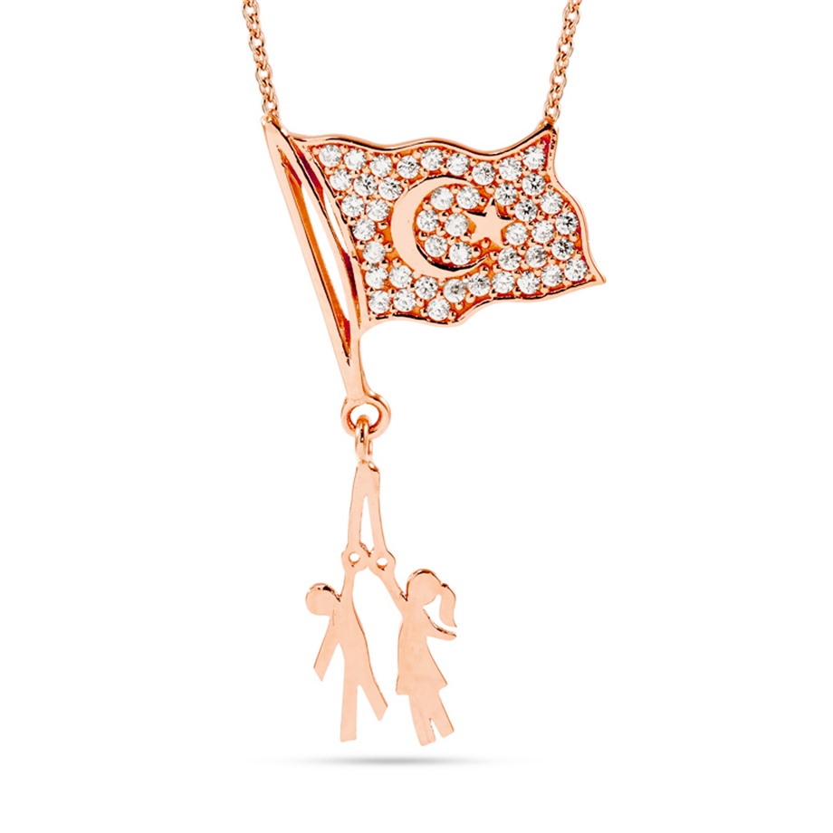 Goldstore-URL Zirkon Ayyıldız, Bayrak Fantezi Kolye
