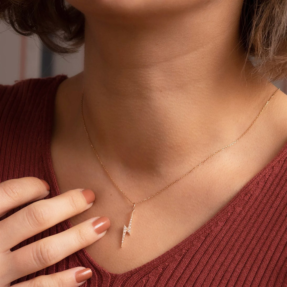 Goldstore-Vertical Lightning Necklace