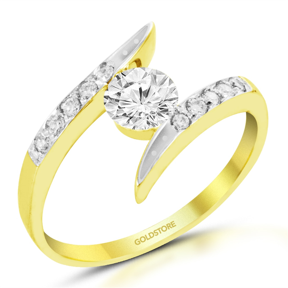 Goldstore-Yan Kollar Taşlı Tektaş Yüzük