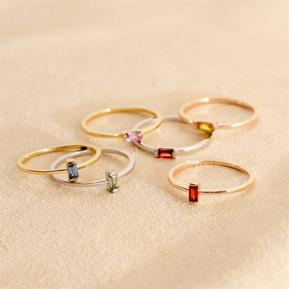 Goldstore-Yeşil Safir Yatay Baget Yüzük
