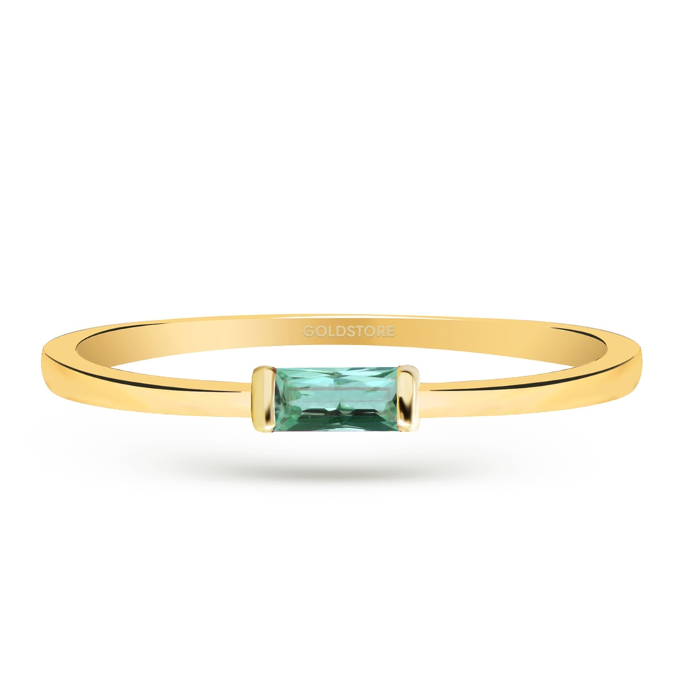 Goldstore-Yeşil Safir Yatay Baget Yüzük