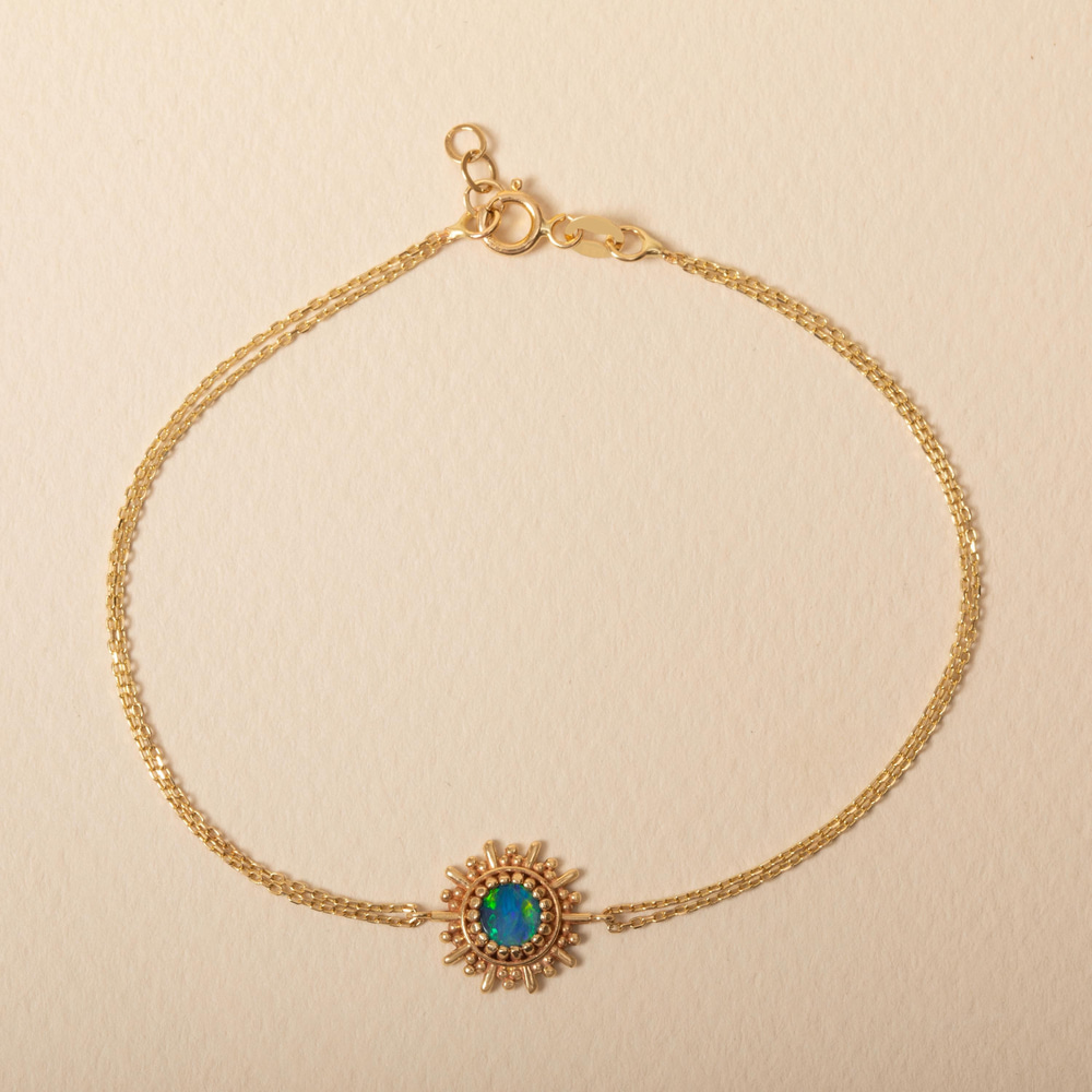 Güneş İlhamlı Opal Altın Bileklik - Goldstore