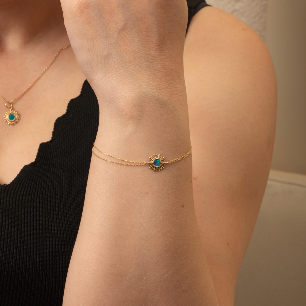 Güneş İlhamlı Opal Altın Bileklik - Goldstore