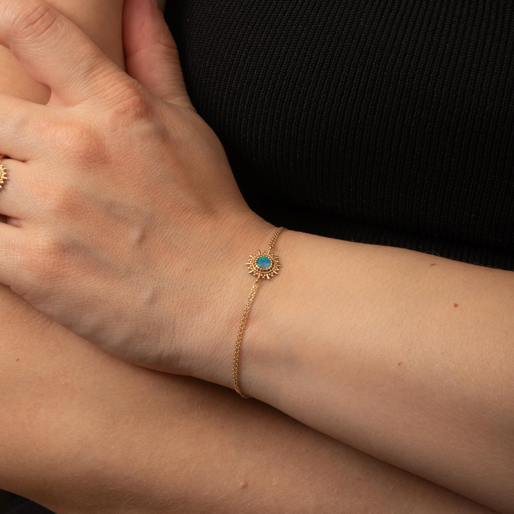 Güneş İlhamlı Opal Altın Bileklik - Goldstore