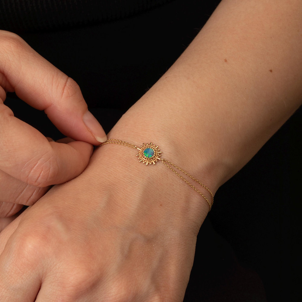 Güneş İlhamlı Opal Altın Bileklik - Goldstore