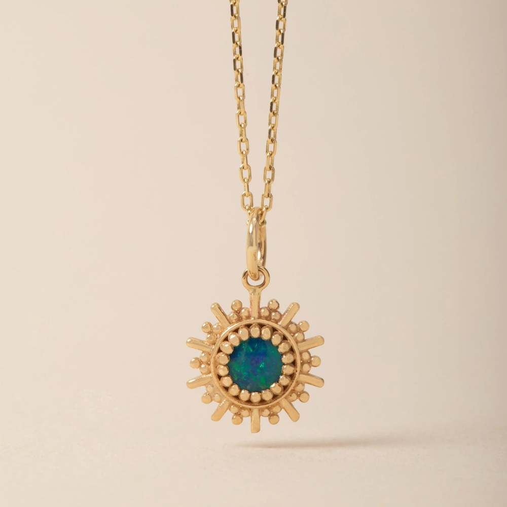 Güneş İlhamlı Opal Altın Kolye - Goldstore
