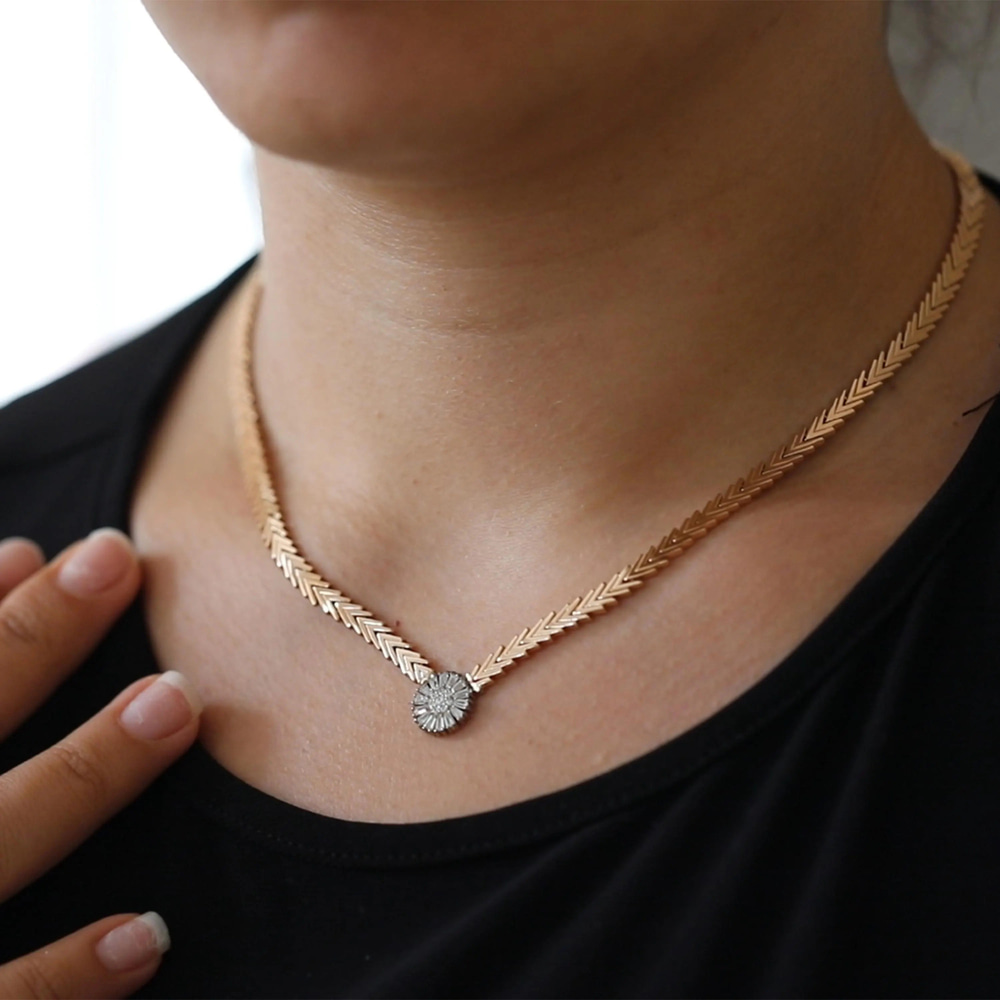 Güneş Işıltılı Madalyon Altın Kolye - Goldstore