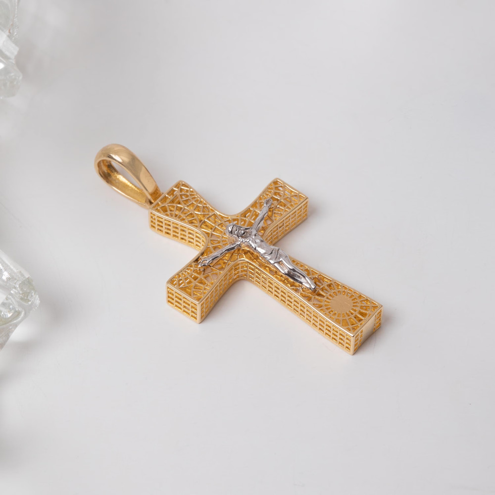 İki Renkli Haç Altın Kolye - Goldstore