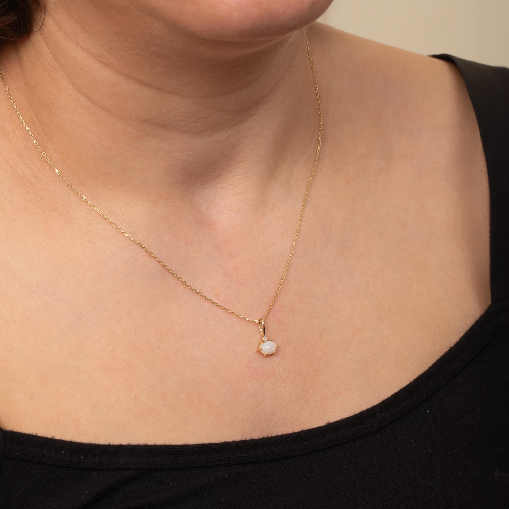 Işıltılı Detaylı Opal Altın Kolye - Goldstore