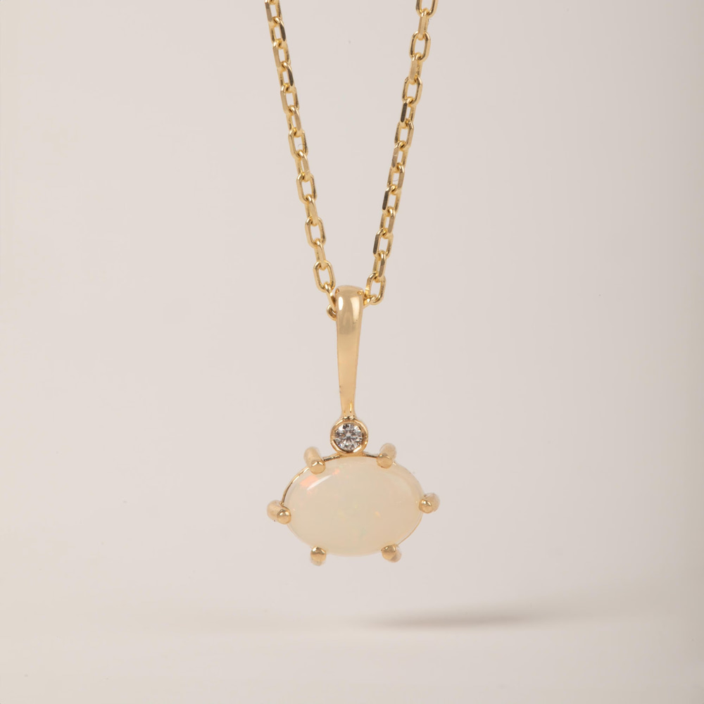 Işıltılı Detaylı Opal Altın Kolye - Goldstore