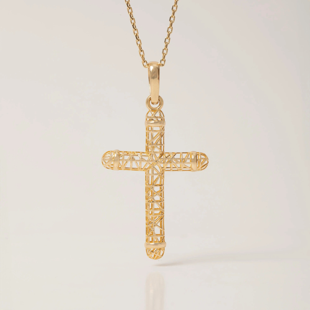 İşlemeli Haç Altın Kolye - Goldstore