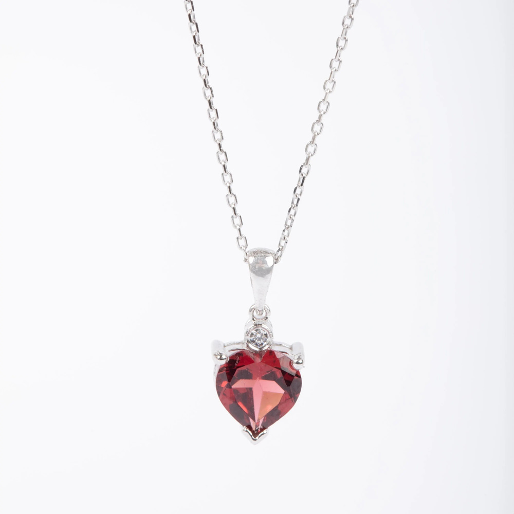 Kalp Garnet Taşlı Elmas Detaylı Altın Kolye - Goldstore