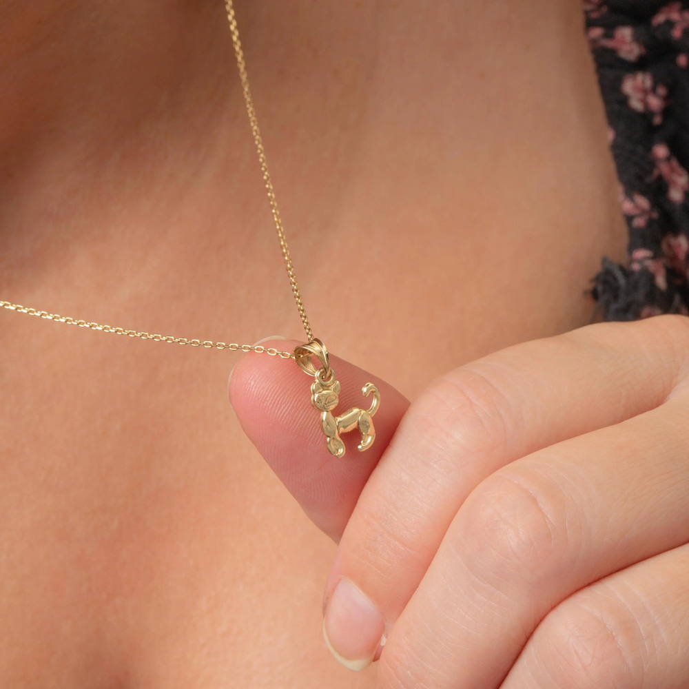 Kedi Figürlü Altın Kolye - Goldstore