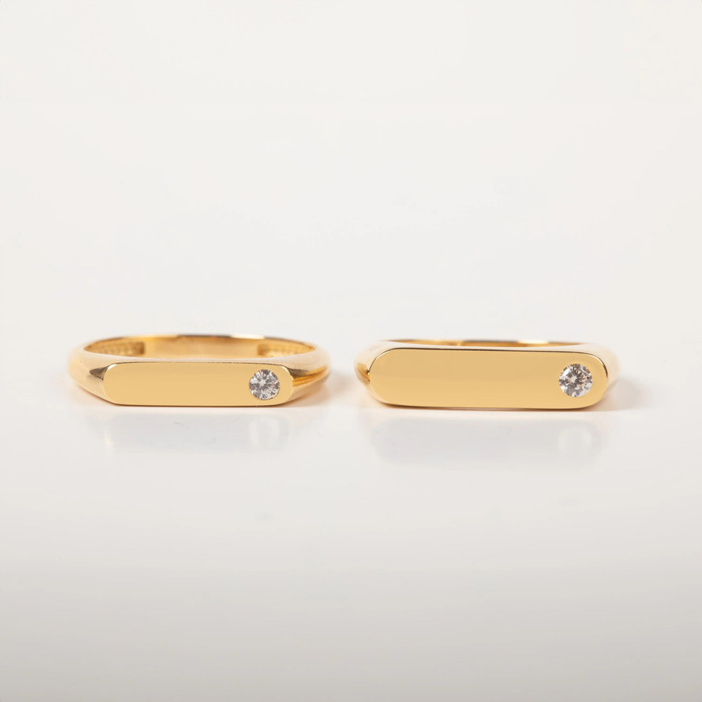 Kişiye Özel Bar Altın Yüzük - Goldstore