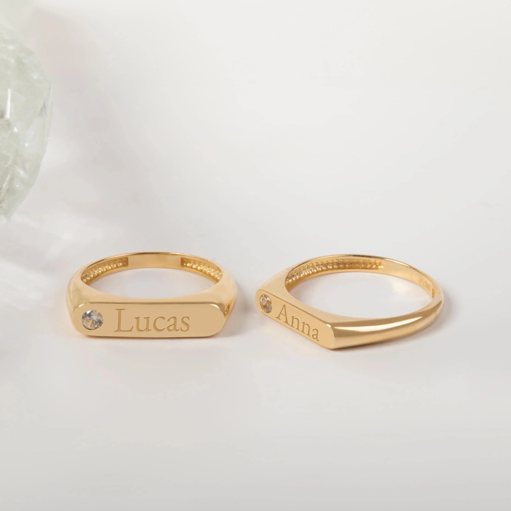 Kişiye Özel Bar Altın Yüzük - Goldstore